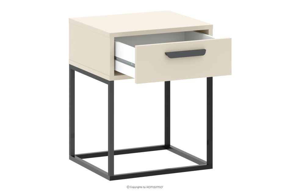 RECTUS Krémový nočný stolík so zásuvkou krémová/čierna - obrázok 2