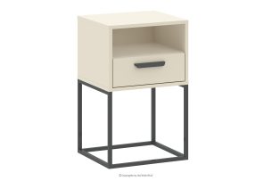 RECTUS, https://konsimo.sk/kolekcie/rectus/ Malý krémový nočný stolík so zásuvkou krémová/čierna - obrázok