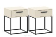 Krémový nočný stolík so zásuvkou 2 ks