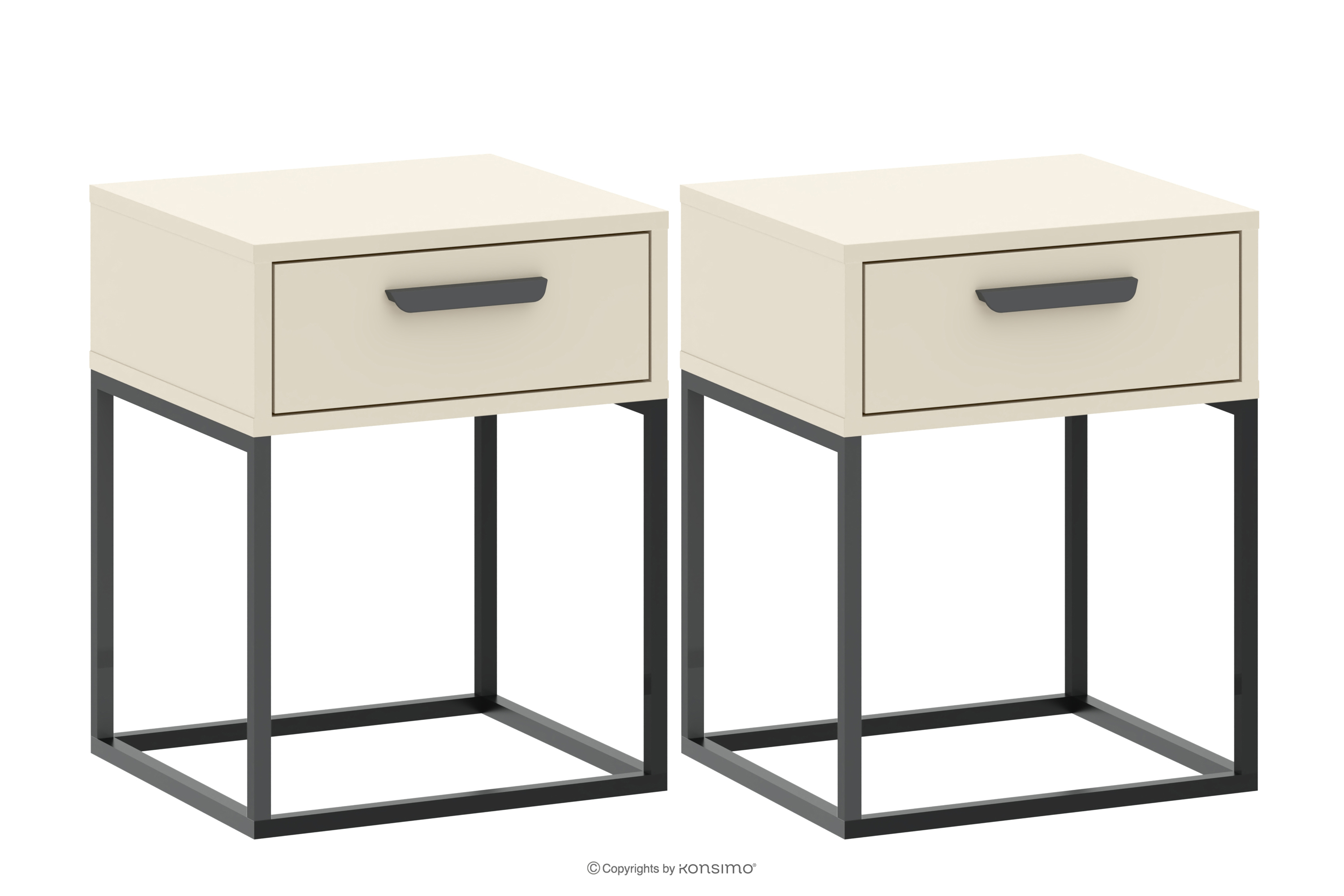 Krémový nočný stolík so zásuvkou 2 ks
