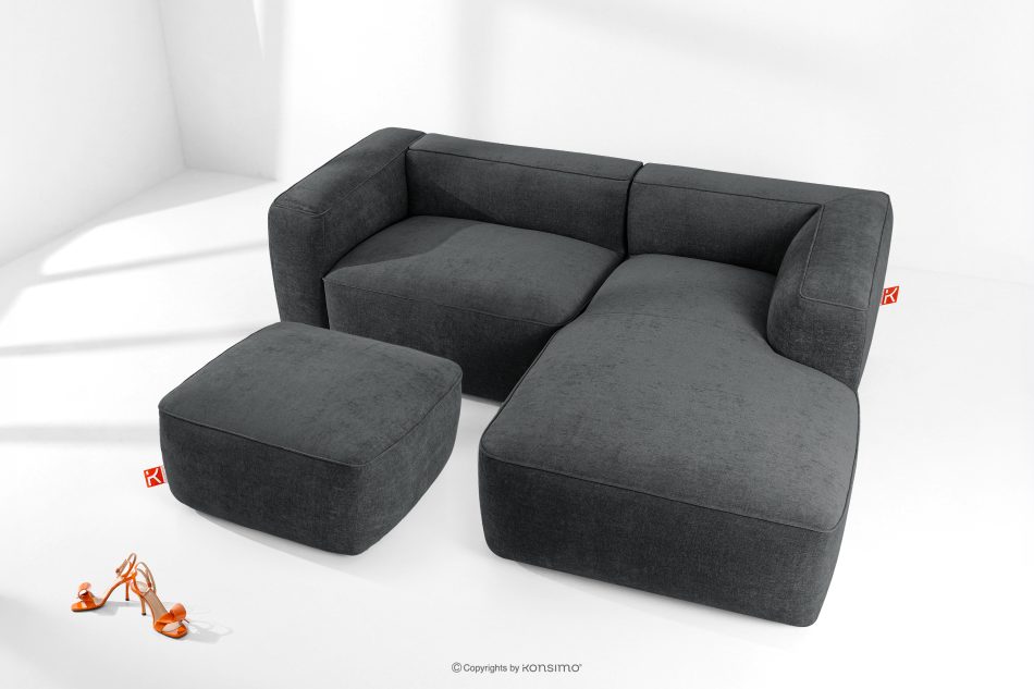 FUBBO Mäkký taburet z tkanej látky antracit antracitová - obrázok 4