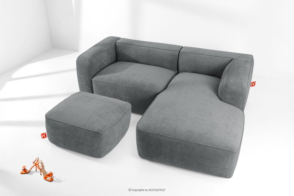 FUBBO Mäkký taburet z tkanej látky sivý sivá - obrázok 4