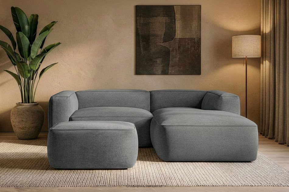 FUBBO Mäkký taburet z tkanej látky sivý sivá - obrázok 5