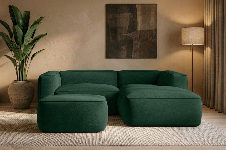 FUBBO Mäkký taburet z tkanej látky tmavo zelená tmavozelená - obrázok 5