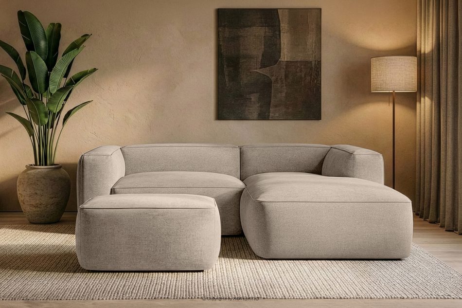 FUBBO Mäkký taburet z tkanej látky krémový krémová - obrázok 5