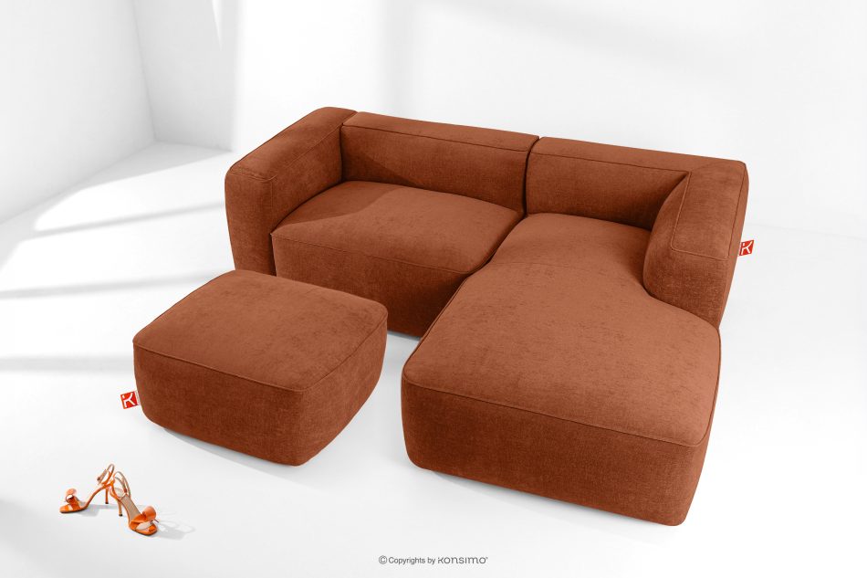 FUBBO Mäkký taburet z tkanej látky ryšavý červená - obrázok 4