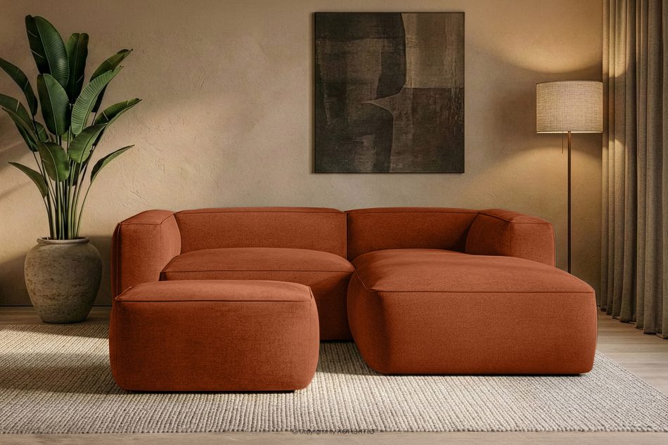 FUBBO Mäkký taburet z tkanej látky ryšavý červená - obrázok 5