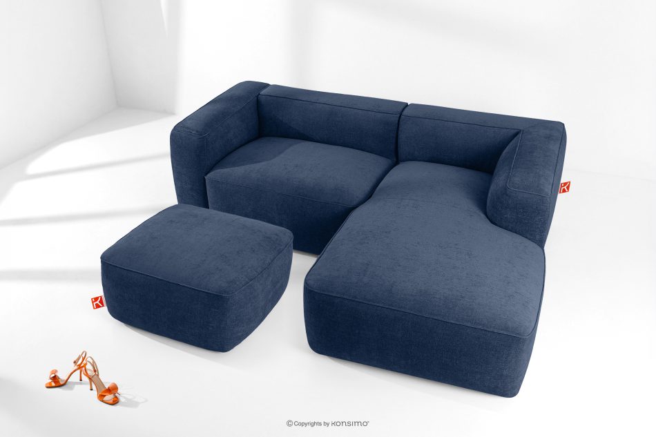 FUBBO Mäkký taburet z tkanej látky námornícka modrá námornícka modrá - obrázok 4