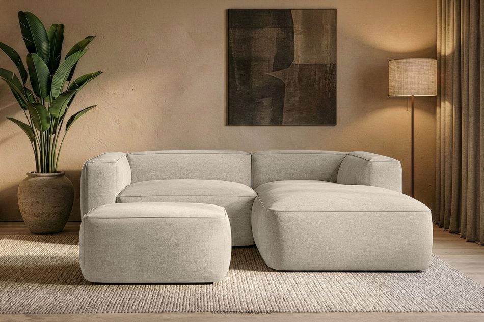 FUBBO Mäkký taburet z tkanej látky ekru ekru - obrázok 5