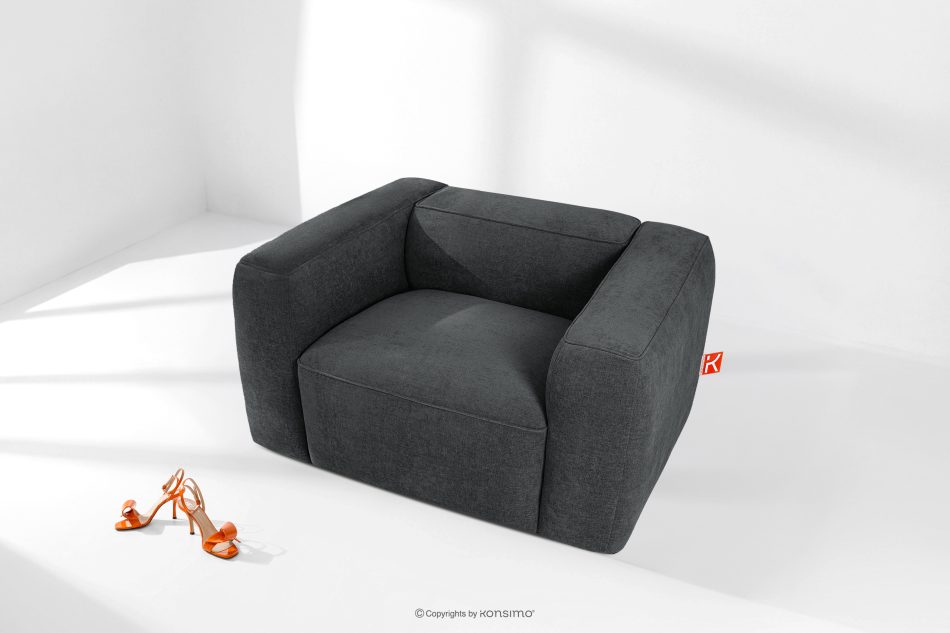 FUBBO Mäkké kreslo z tkanej látky antracit antracitová - obrázok 1