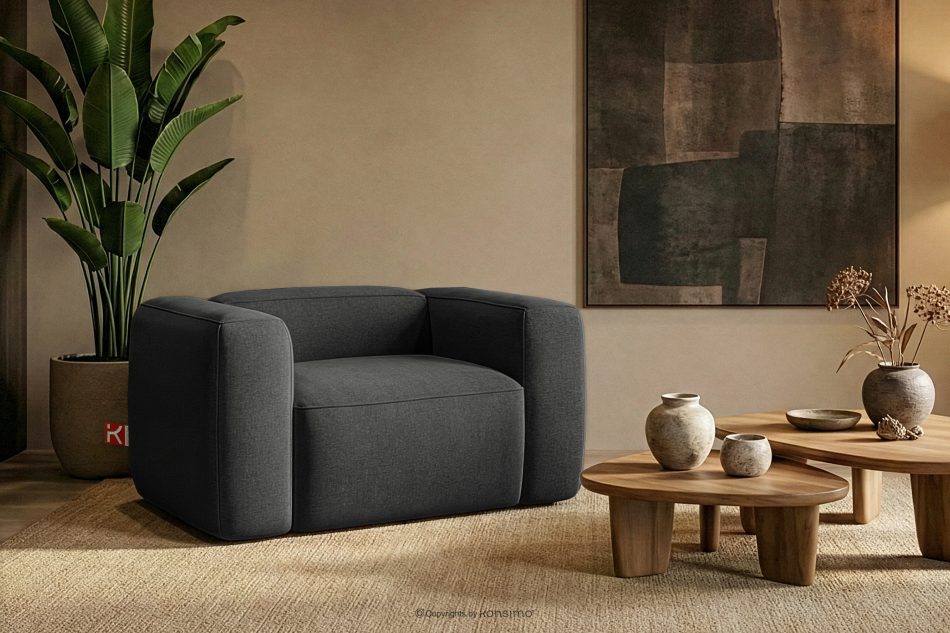 FUBBO Mäkké kreslo z tkanej látky antracit antracitová - obrázok 8