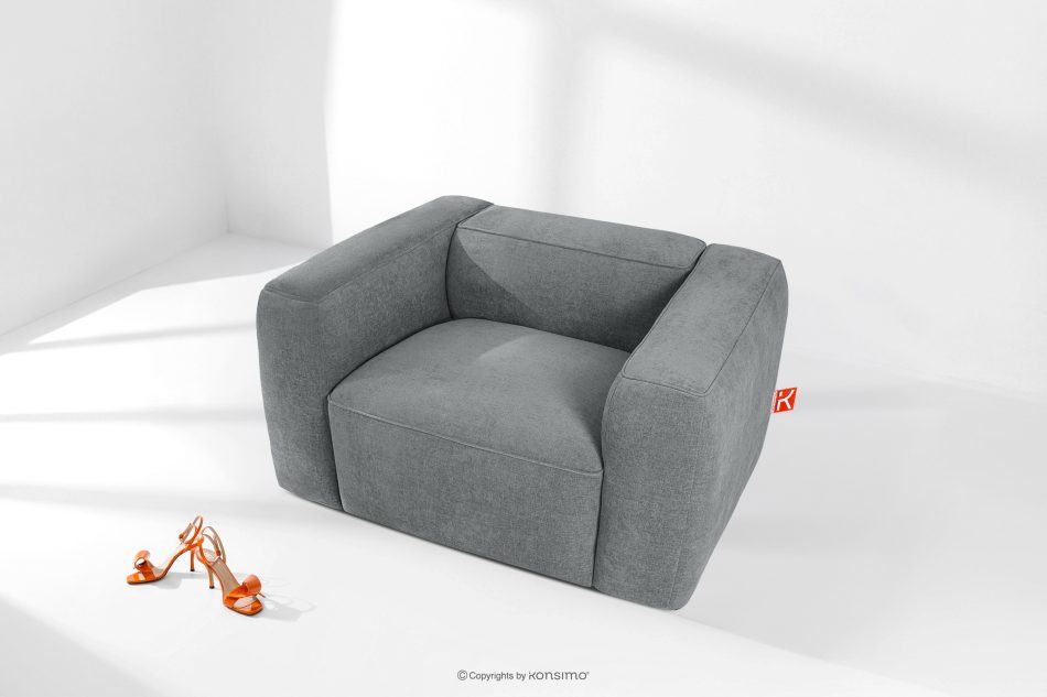 FUBBO Mäkké kreslo z tkanej látky sivý sivá - obrázok 1