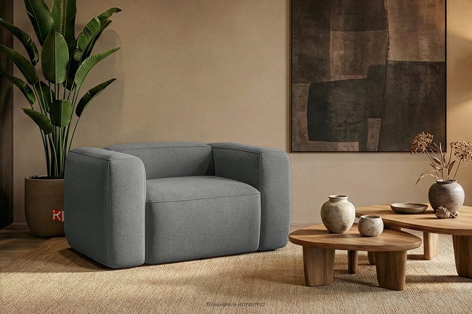 FUBBO Mäkké kreslo z tkanej látky sivý sivá - obrázok 8