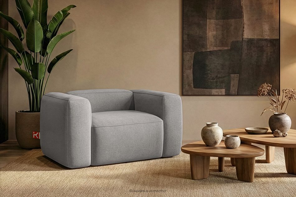 FUBBO Mäkké kreslo z tkanej látky svetlo šedá svetlošedá - obrázok 8