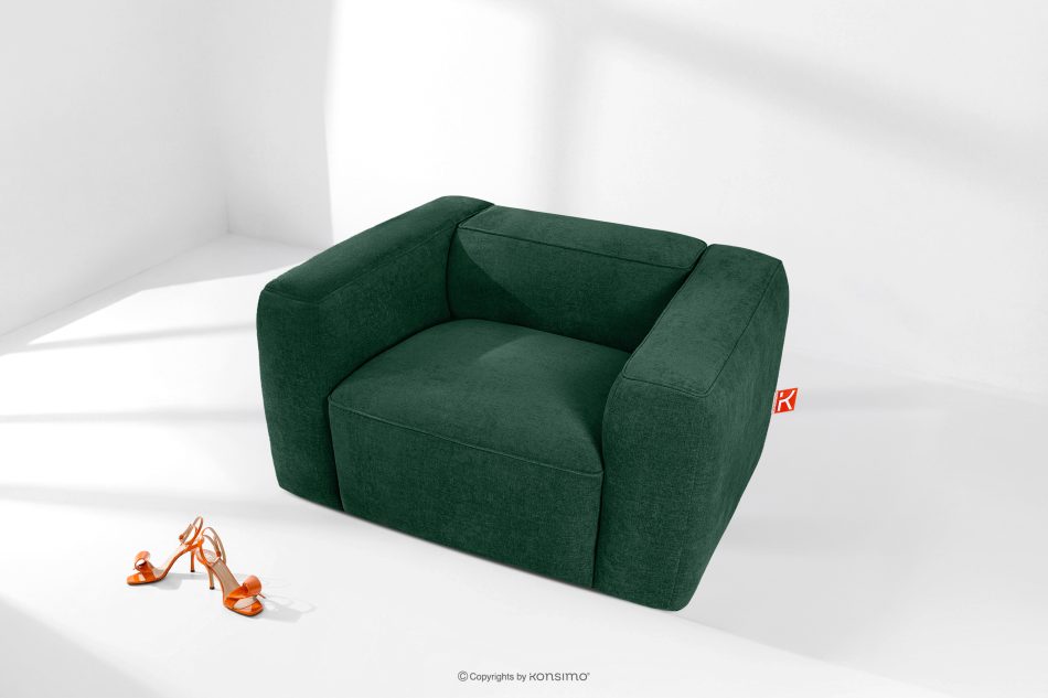 FUBBO Mäkké kreslo z tkanej látky tmavo zelená tmavozelená - obrázok 1