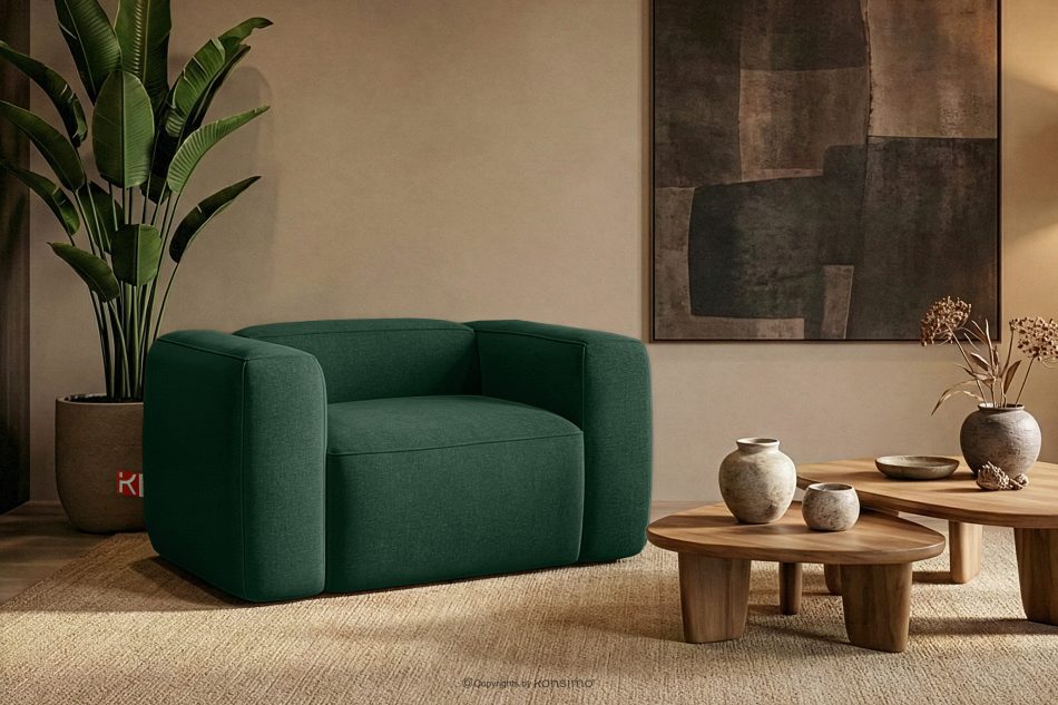 FUBBO Mäkké kreslo z tkanej látky tmavo zelená tmavozelená - obrázok 8