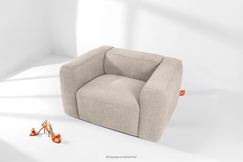 FUBBO Mäkké kreslo z tkanej látky krémový krémová - obrázok 1