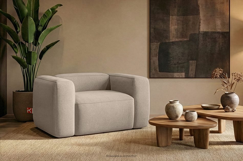 FUBBO Mäkké kreslo z tkanej látky krémový krémová - obrázok 8