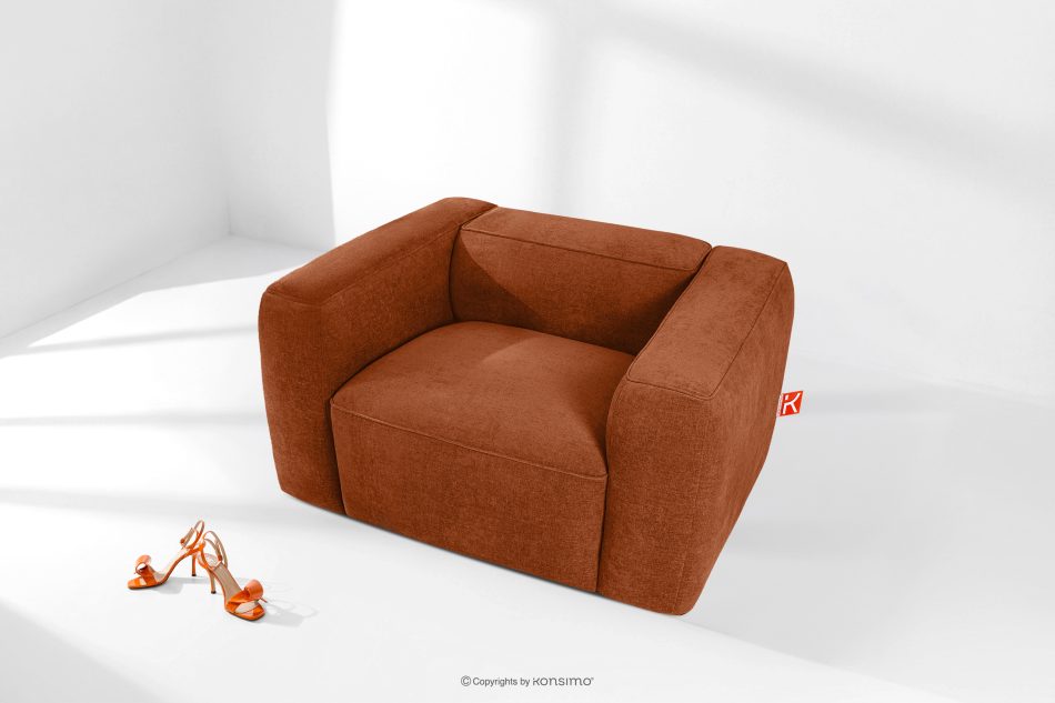 FUBBO Mäkké kreslo z tkanej látky ryšavý červená - obrázok 1