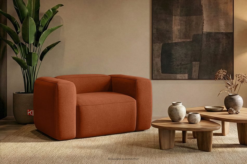 FUBBO Mäkké kreslo z tkanej látky ryšavý červená - obrázok 8