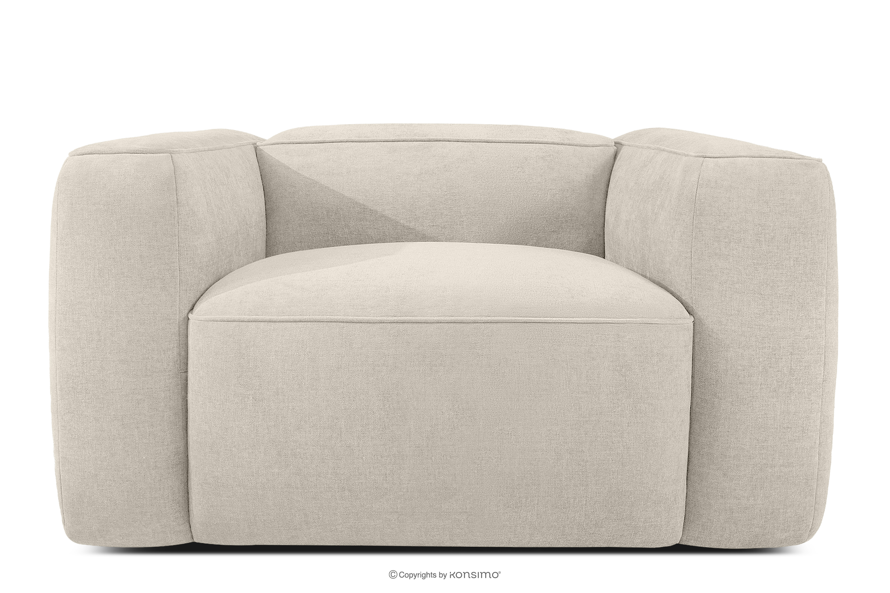 Mäkké kreslo z tkanej látky ekru