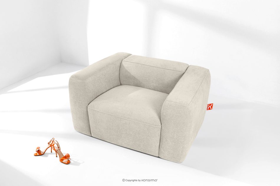 FUBBO Mäkké kreslo z tkanej látky ekru ekru - obrázok 1