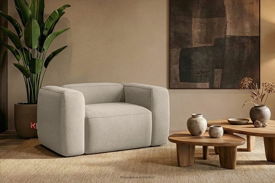 FUBBO Mäkké kreslo z tkanej látky ekru ekru - obrázok 8