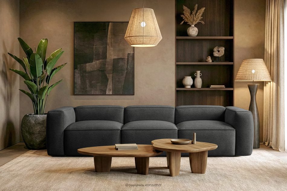 FUBBO Mäkká trojmiestna pohovka z tkanej látky antracit antracitová - obrázok 11