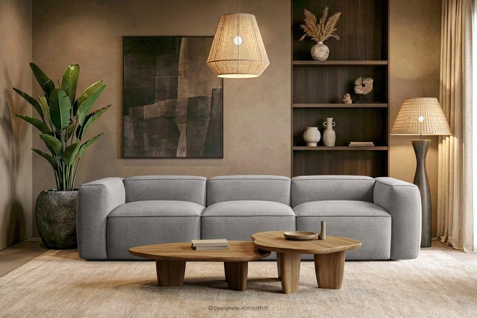 FUBBO Mäkká trojmiestna pohovka z tkanej látky svetlo šedá svetlošedá - obrázok 11