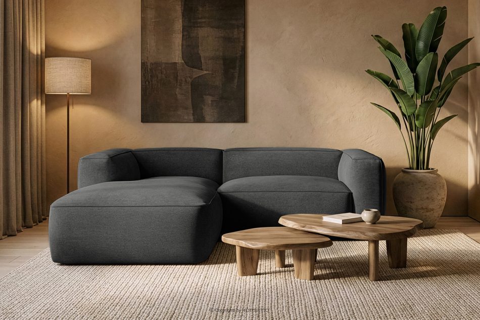 FUBBO Mäkká rohová pohovka z tkanej látky, vľavo antracit antracitová - obrázok 11