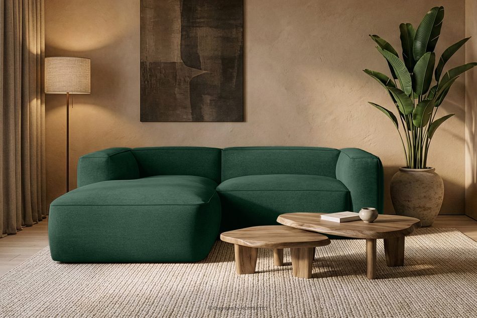 FUBBO Mäkká rohová pohovka z tkanej látky, vľavo tmavo zelená tmavozelená - obrázok 11