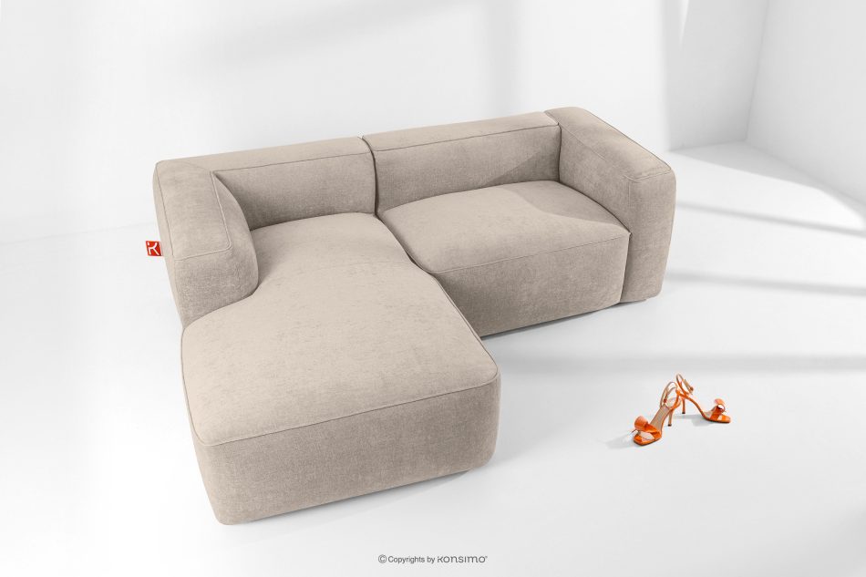 FUBBO Mäkká rohová pohovka z tkanej látky, vľavo krémový krémová - obrázok 1