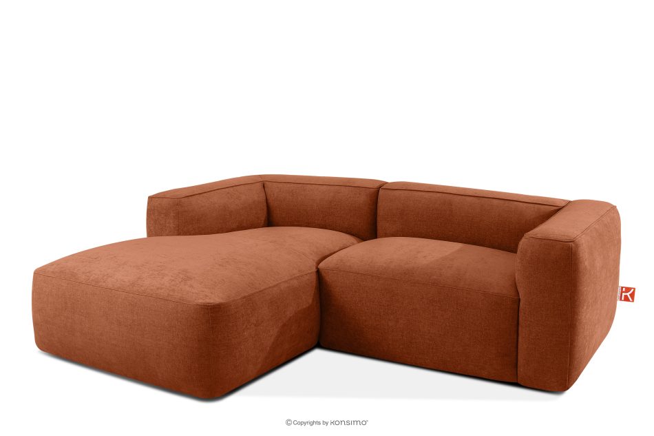 FUBBO Mäkká rohová pohovka z tkanej látky, vľavo ryšavý červená - obrázok 2
