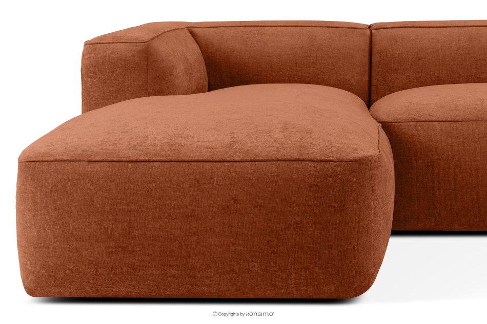 FUBBO Mäkká rohová pohovka z tkanej látky, vľavo ryšavý červená - obrázok 7