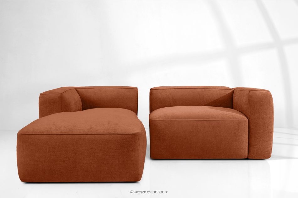 FUBBO Mäkká rohová pohovka z tkanej látky, vľavo ryšavý červená - obrázok 10