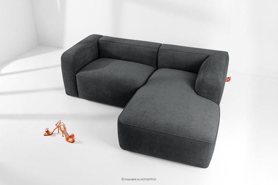 FUBBO Mäkká rohová pohovka z tkanej látky vpravo antracit antracitová - obrázok 1