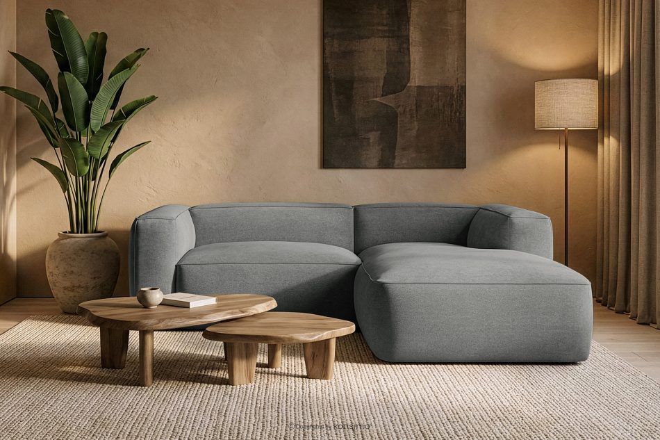 FUBBO Mäkká rohová pohovka z tkanej látky vpravo sivý sivá - obrázok 11