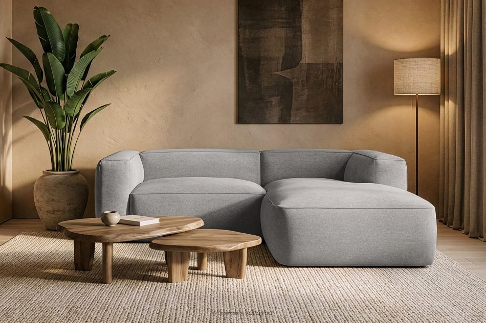 FUBBO Mäkká rohová pohovka z tkanej látky vpravo svetlo šedá svetlošedá - obrázok 11