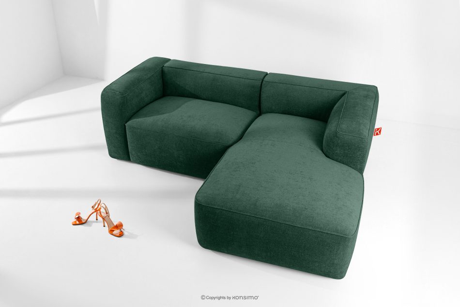 FUBBO Mäkká rohová pohovka z tkanej látky vpravo tmavo zelená tmavozelená - obrázok 1