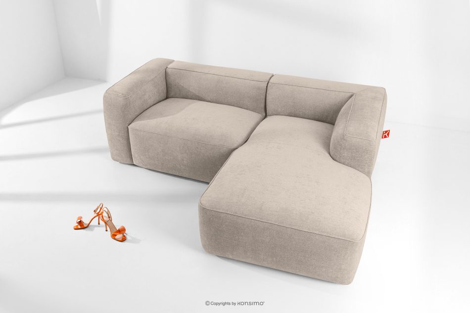 FUBBO Mäkká rohová pohovka z tkanej látky vpravo krémový krémová - obrázok 1