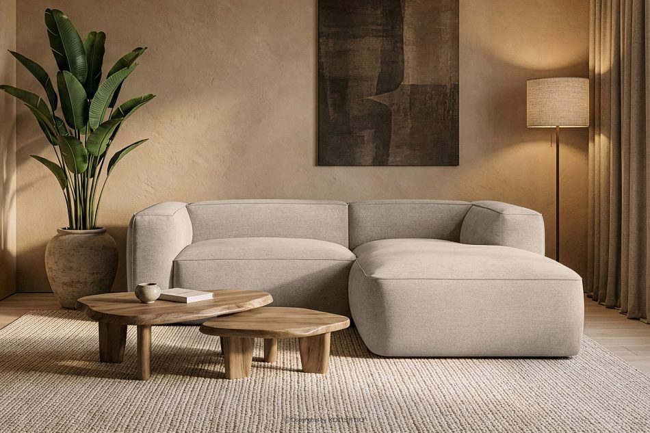 FUBBO Mäkká rohová pohovka z tkanej látky vpravo krémový krémová - obrázok 11