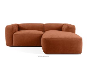 FUBBO, https://konsimo.sk/kolekcie/fubbo/ Mäkká rohová pohovka z tkanej látky vpravo ryšavý červená - obrázok