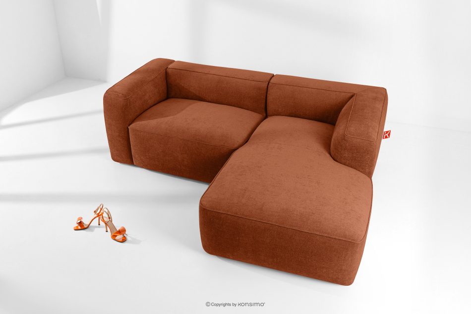 FUBBO Mäkká rohová pohovka z tkanej látky vpravo ryšavý červená - obrázok 1