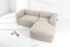 FUBBO Mäkká rohová pohovka z tkanej látky vpravo ekru ekru - obrázok 2