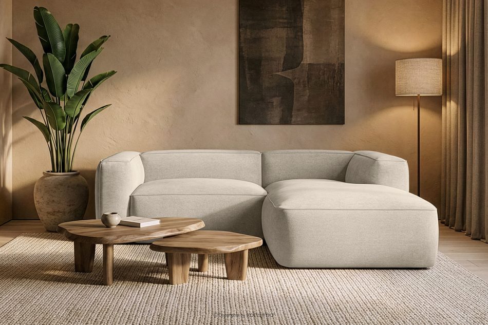 FUBBO Mäkká rohová pohovka z tkanej látky vpravo ekru ekru - obrázok 11