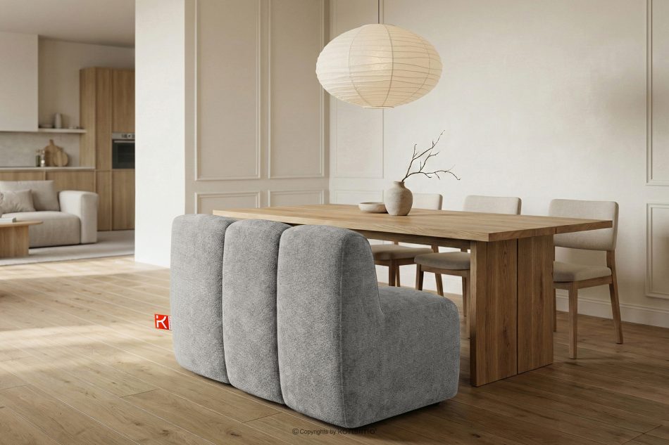 BRESCO Čalúnená lavica do jedálne 120 cm svetlošedá ženilková látka svetlo šedá - obrázok 9