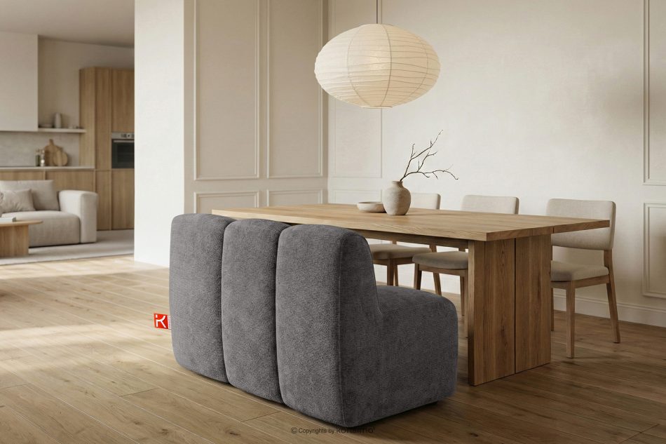 BRESCO Čalúnená lavica do jedálne 120 cm tmavošedá ženilková látka tmavo šedá - obrázok 9