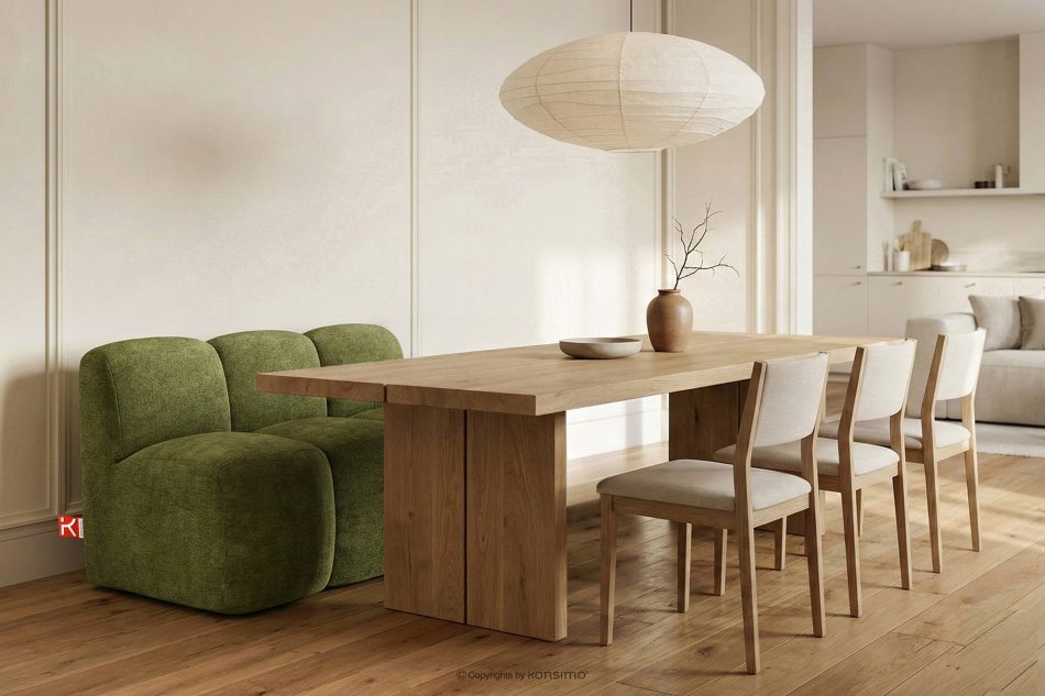 BRESCO Čalúnená jedálenská lavica 120 cm olivová ženilková látka olivová - obrázok 1