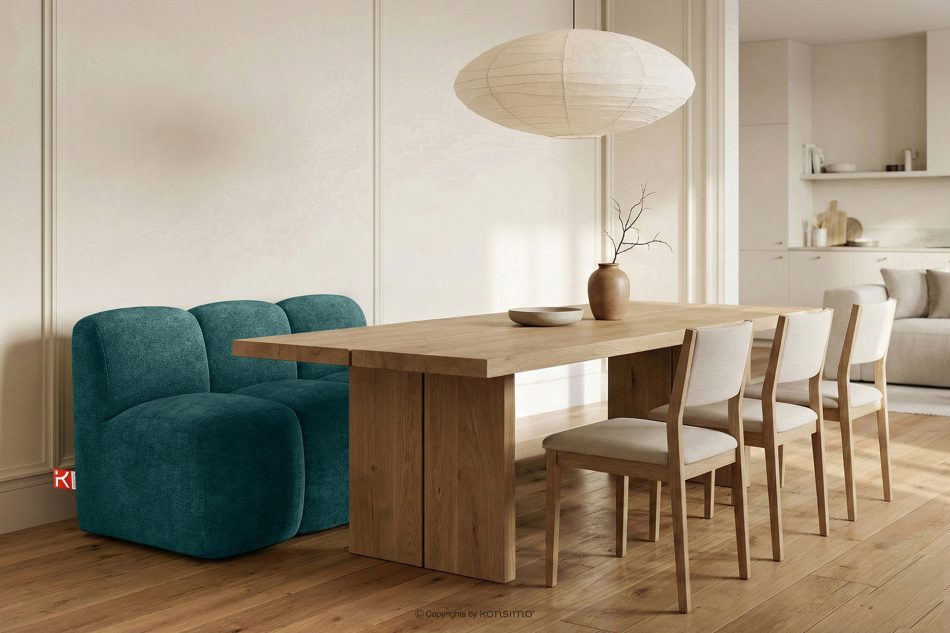 BRESCO Čalúnená jedálenská lavica 120 cm morská modrá ženilková látka morská modrá - obrázok 1