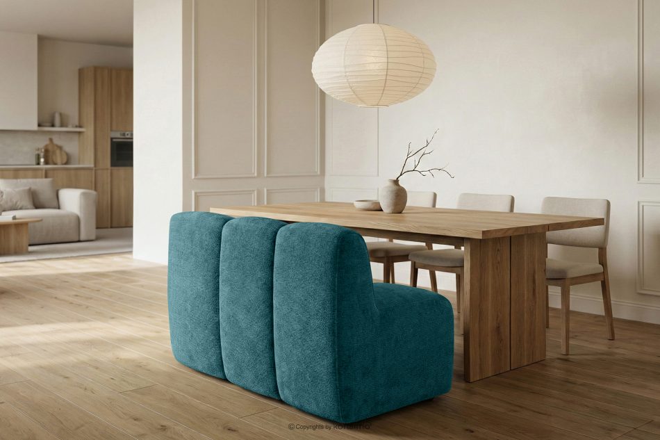 BRESCO Čalúnená jedálenská lavica 120 cm morská modrá ženilková látka morská modrá - obrázok 9